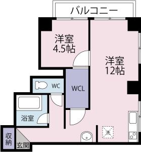 徳島市蔵本町のマンションの間取り