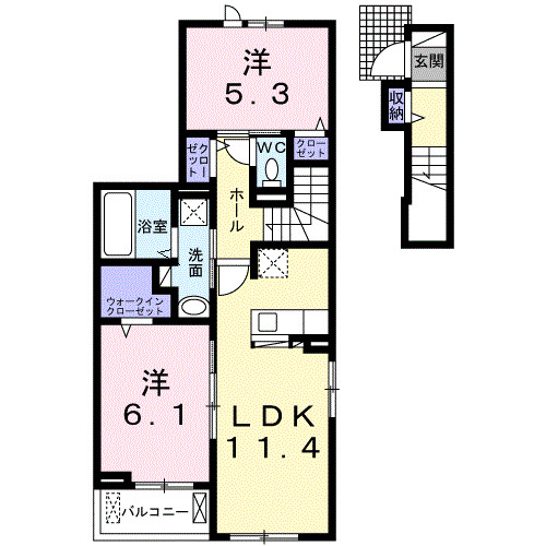 【千葉市緑区誉田町のアパートの間取り】