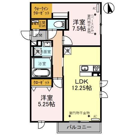 野々市市三納のアパートの間取り