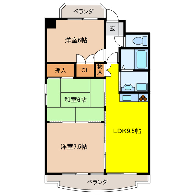 岐阜市宇佐南のマンションの間取り