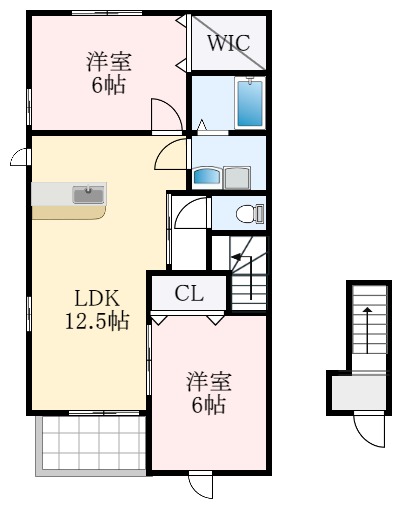 堺市東区日置荘西町のアパートの間取り