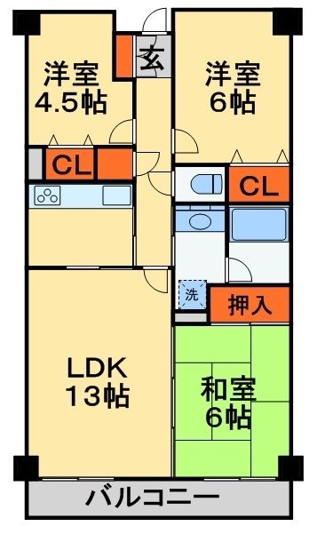 船橋市中野木のマンションの間取り