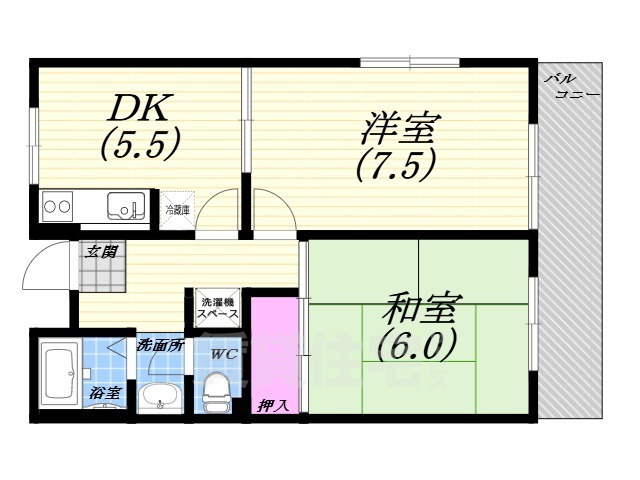 西宮市川西町のマンションの間取り