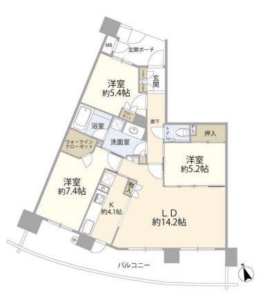 大和市中央林間のマンションの間取り