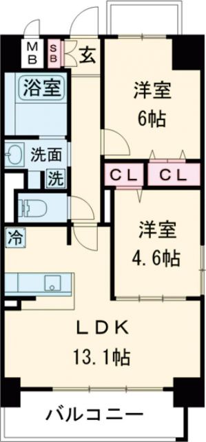 摂津市千里丘東のマンションの間取り