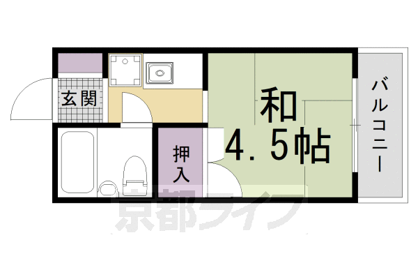 京都市北区大宮南山ノ前町のマンションの間取り