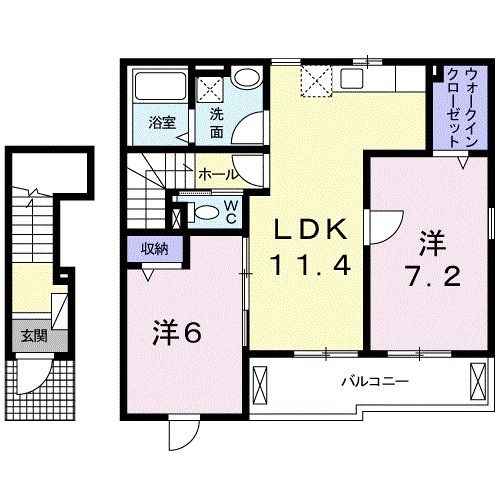 松山市松ノ木のアパートの間取り