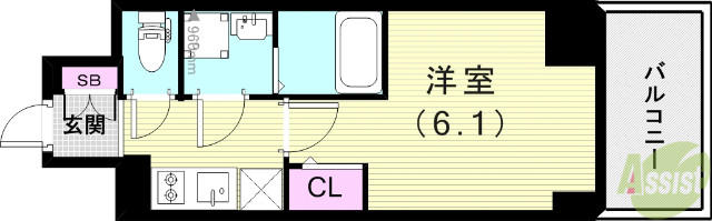 エスリード　ザ　ランドマーク神戸の間取り