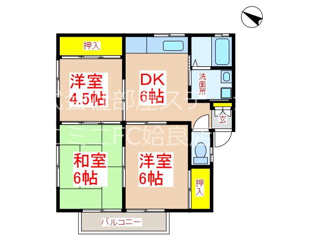 姶良市西餅田のアパートの間取り