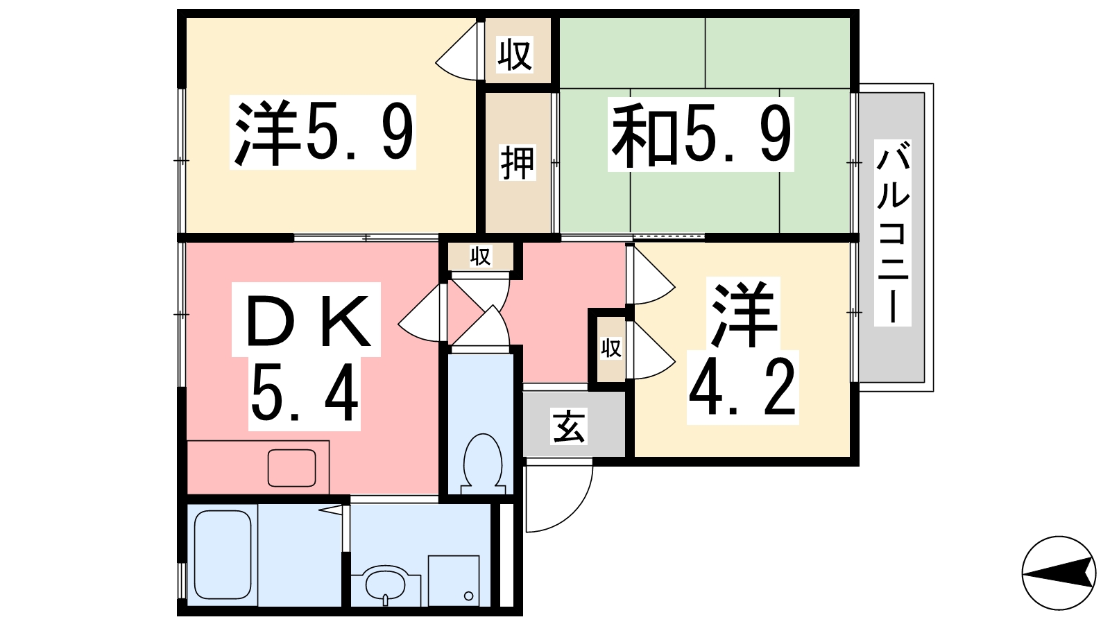 【アイネスOKAMOTOの間取り】