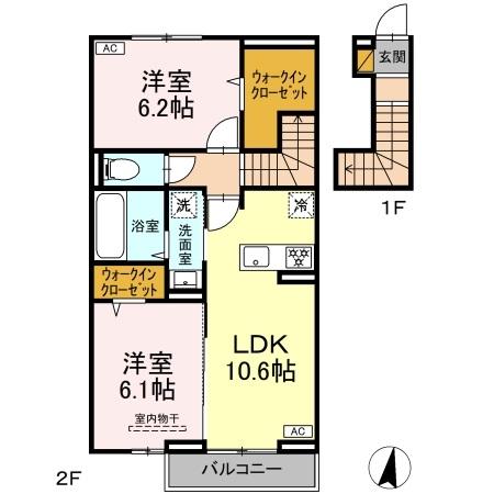 四街道市下志津新田のアパートの間取り