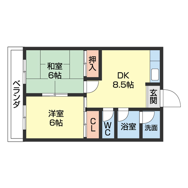 和歌山市西浜のマンションの間取り