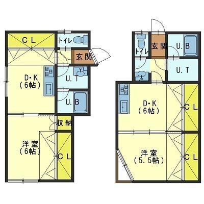 函館市西桔梗町のアパートの間取り