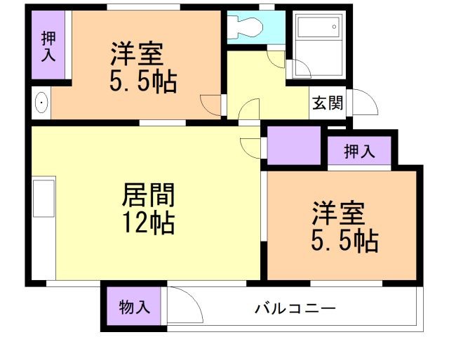 函館市元町のマンションの間取り