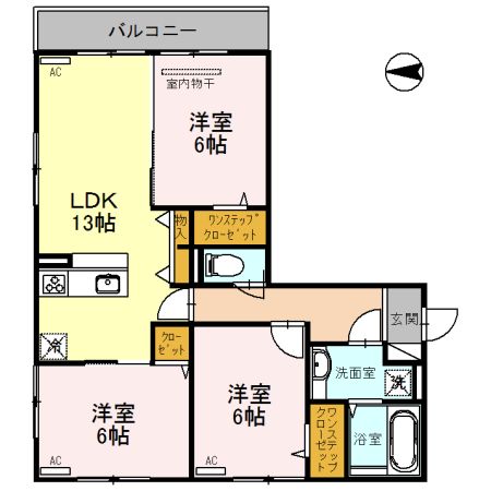 橿原市曽我町のアパートの間取り