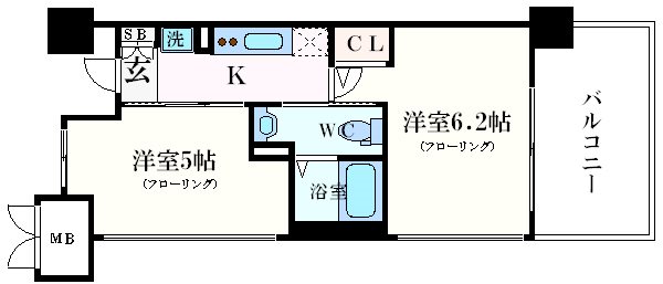 神戸市兵庫区西宮内町のマンションの間取り