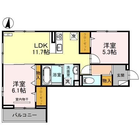 八潮市大字西袋のアパートの間取り