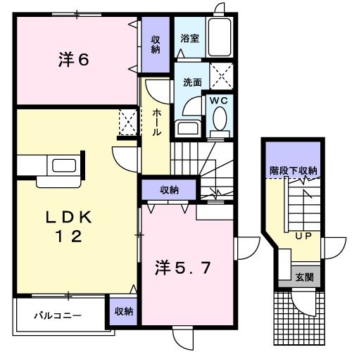 東温市田窪のアパートの間取り