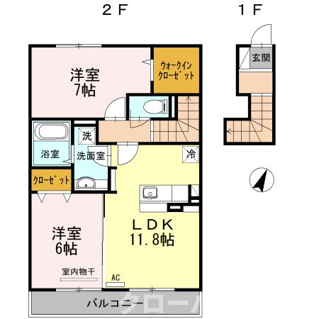 【仲多度郡琴平町のアパートの間取り】