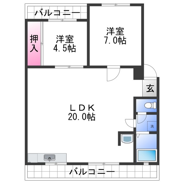 海南市岡田のマンションの間取り