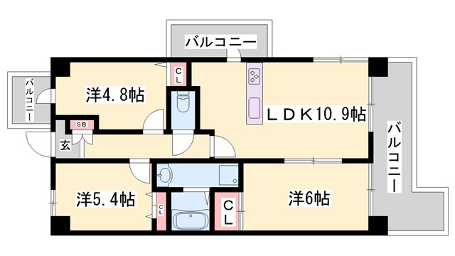 プレステージ姫路御国野の間取り