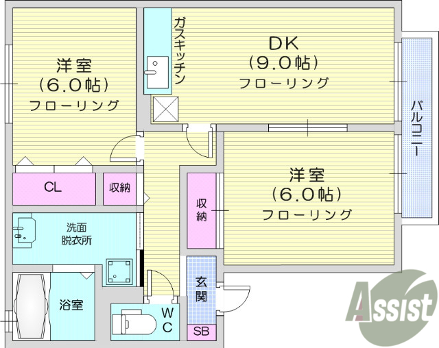 多賀城市高橋のアパートの間取り