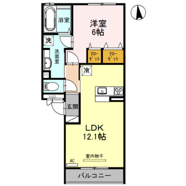 東大阪市中鴻池町のアパートの間取り