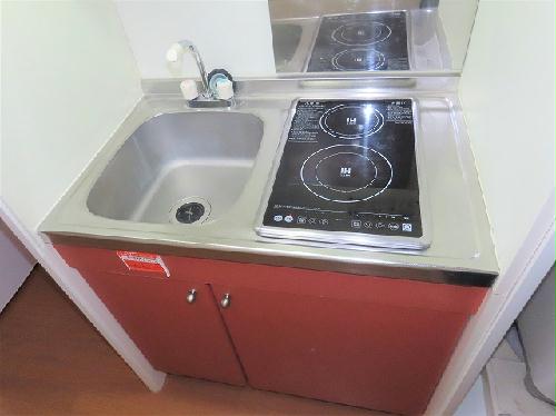 キッチン　2口の電気コンロまたはIHコンロとなります