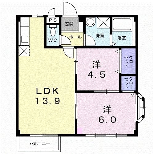 筑後市大字長浜のアパートの間取り