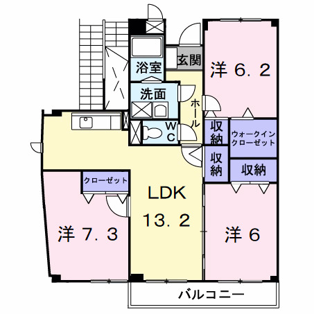 北九州市小倉北区赤坂のマンションの間取り