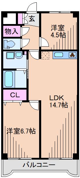 横浜市鶴見区北寺尾のマンションの間取り