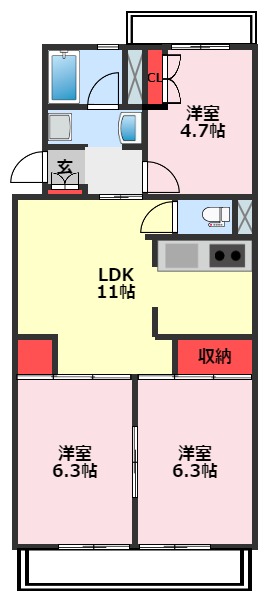 大津ヶ丘ハイツの間取り