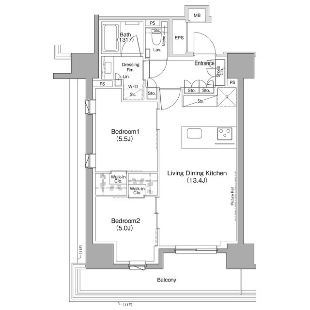 北区滝野川のマンションの間取り