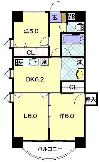 アサヒツインハイツの間取り