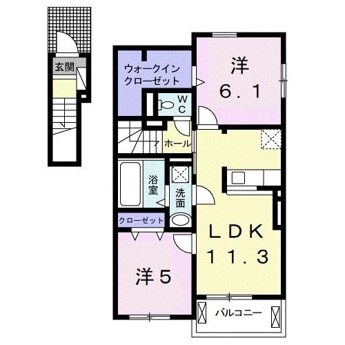 和歌山市西庄のアパートの間取り