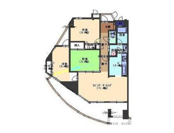 広島市安佐南区西原のマンションの間取り