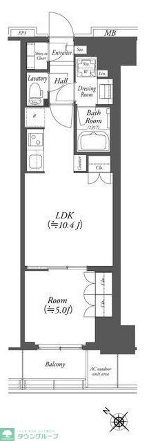 横浜市中区伊勢佐木町のマンションの間取り