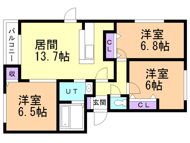 札幌市白石区北郷六条のマンションの間取り