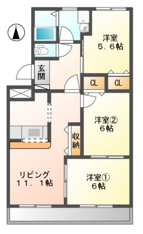 加茂郡坂祝町酒倉のアパートの間取り