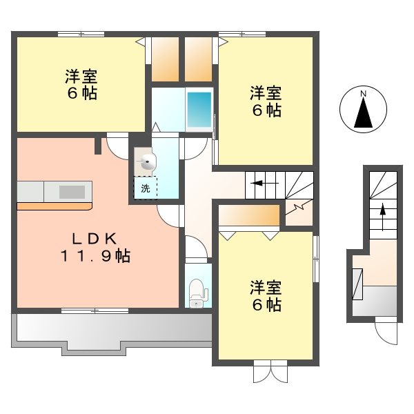 清須市西枇杷島町小田井のアパートの間取り