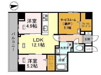 大阪市中央区上町のマンションの間取り