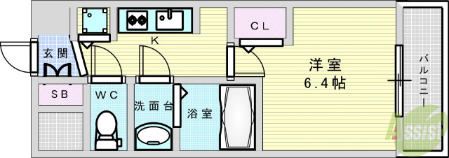 大阪市東淀川区東中島のマンションの間取り