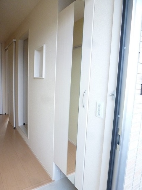 玄関　トールタイプミラー付シューズボックスです。