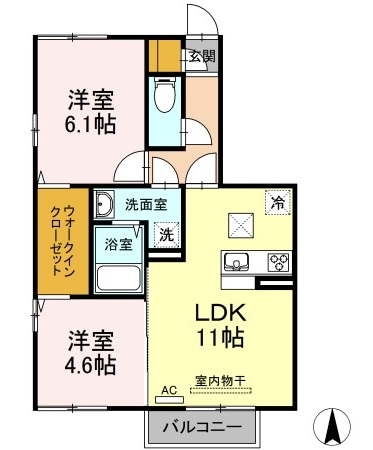 レスポワールB棟B105の間取り写真