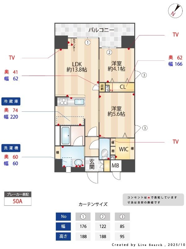 地下鉄七隈線 渡辺通駅 徒歩6分 12階建 築1年の間取り写真