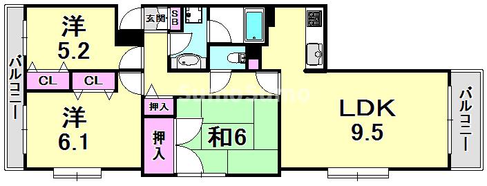 芦屋東パークハイツの間取り写真