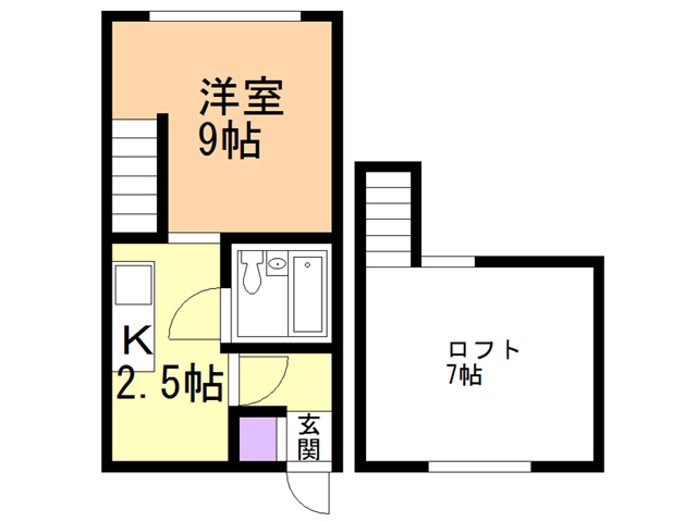 函館市旭町のアパートの間取り