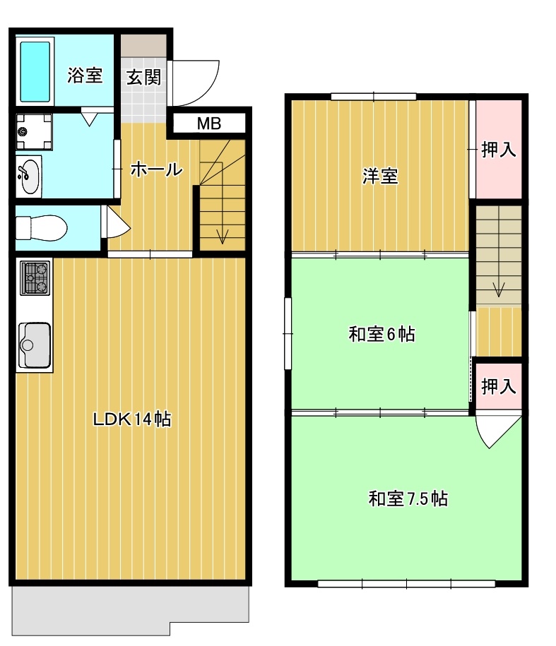 福山市本庄町中のマンションの間取り