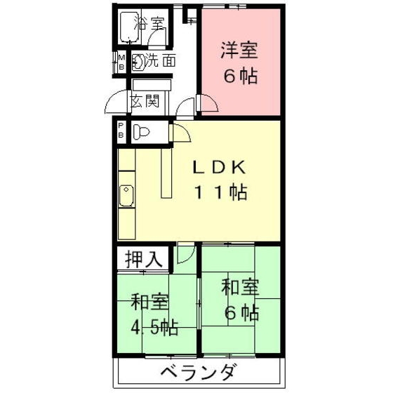 コーポＦＵＫＵＳＩＭＡの間取り