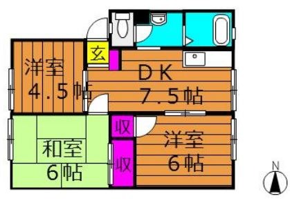 倉敷市福井のアパートの間取り